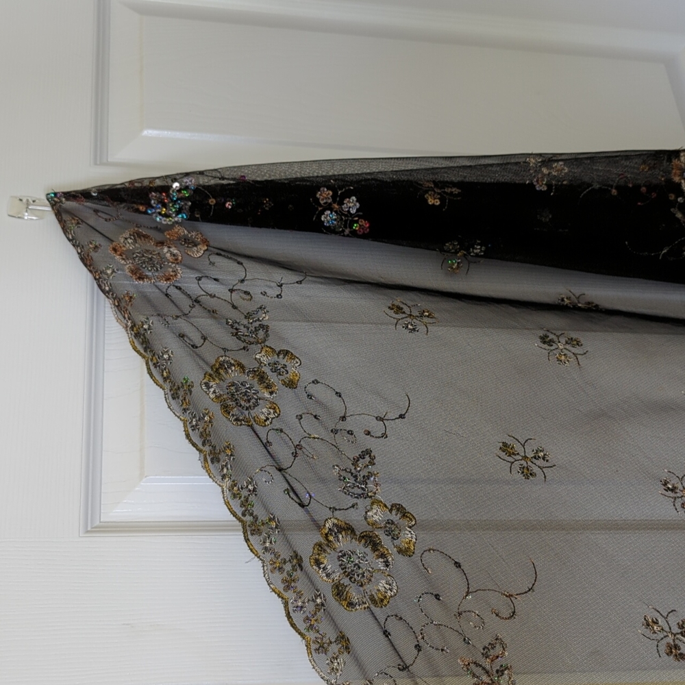 Black sequined floral wrap